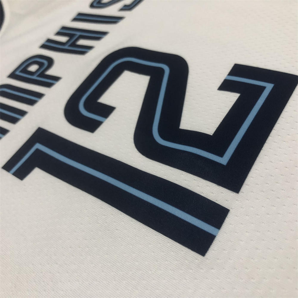 NBA Memphis Grizzies V-Neck White Jersey MORANT#12 S-XXL