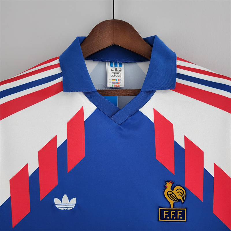 Retro France 88/90 Home Long Sleeves jersey Fan Version