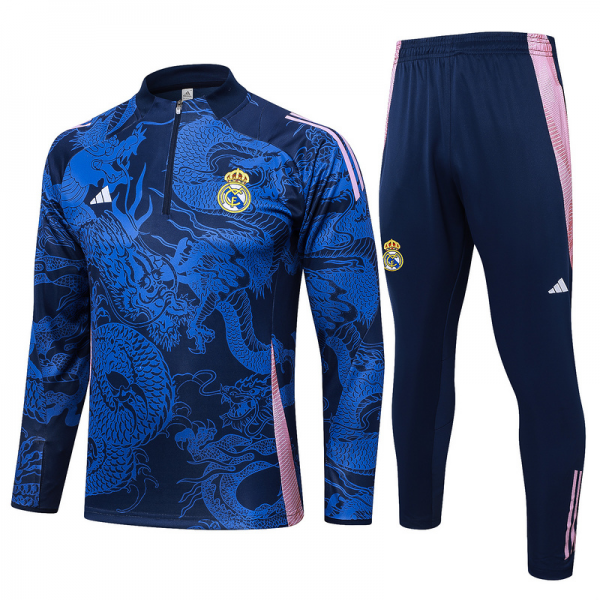 24/25 Real Madrid Royal blue Long-sleeved half-pull training kit Football team kit