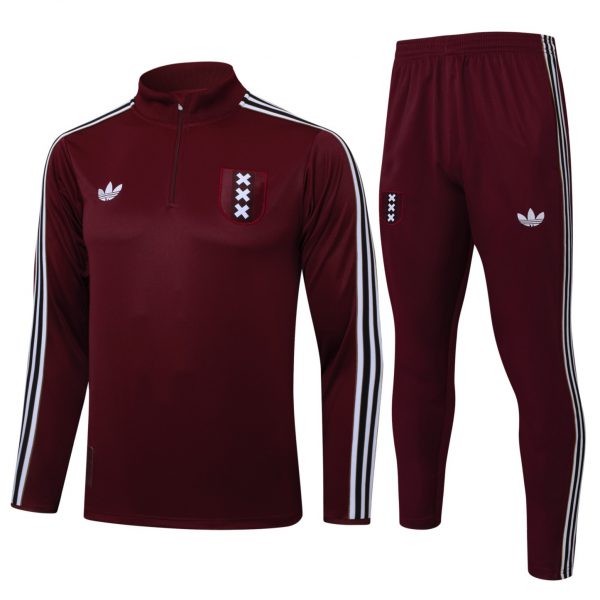 202526 Ajax maroon Long-sleeved half-pull training kit Football team kit