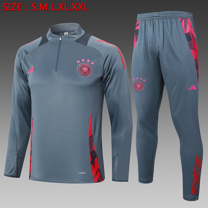24/25 Germany Gray Long-sleeved half-pull training kit Football team kit
