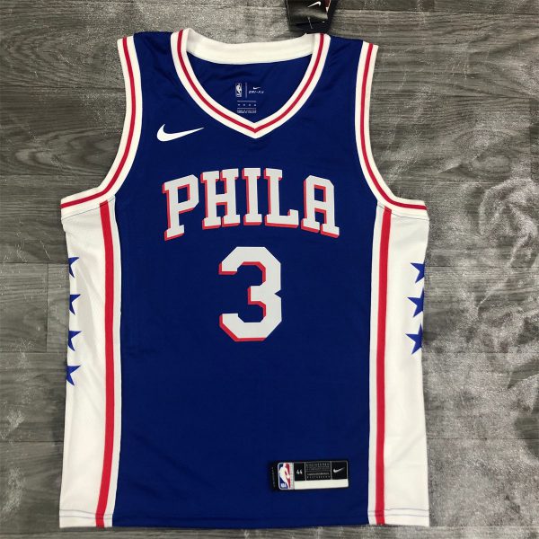 NBA Philadelphia 76ers V-Neck Blue Jersey IVERSON#3 S-XXL