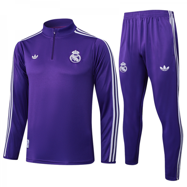 202526 Real Madrid Purple Long-sleeved half-pull training kit Football team kit