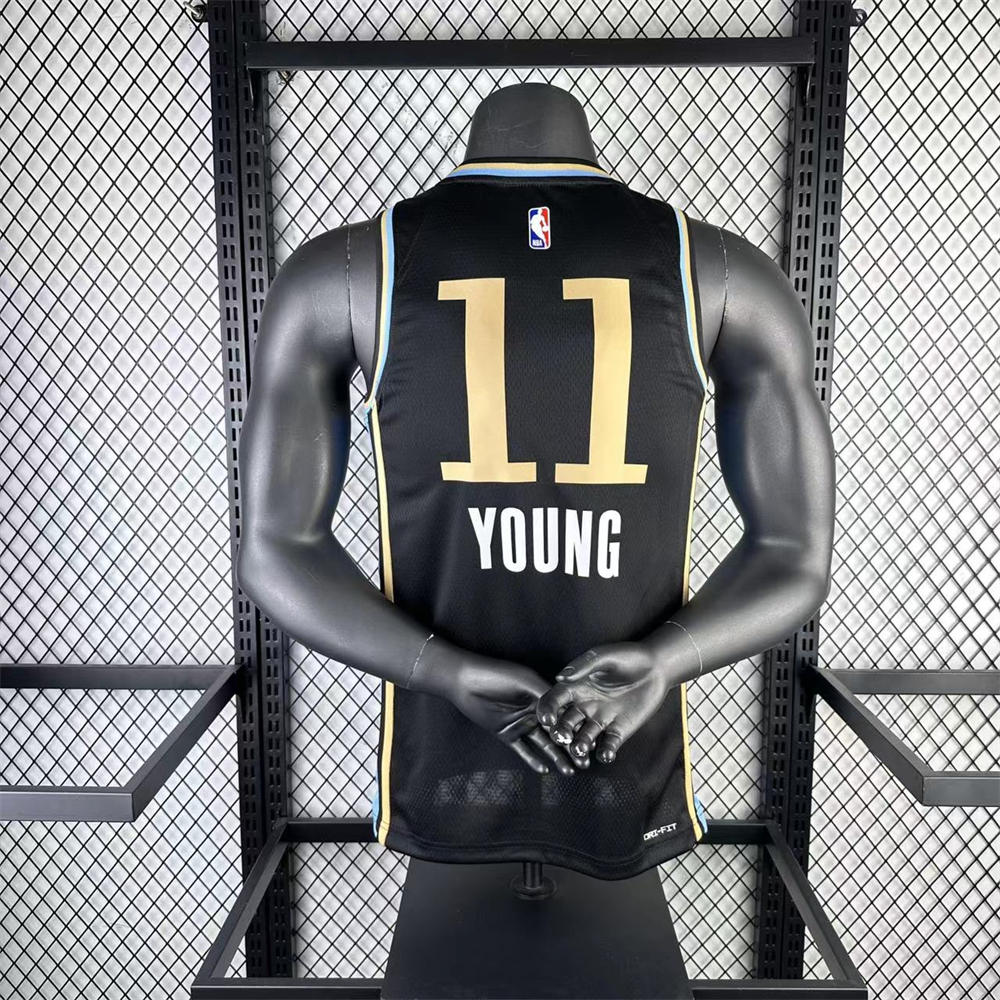 NBA Altanta Hawks 2024 Round Neck City Edition Black Jersey YOUNG#11 S-XXL