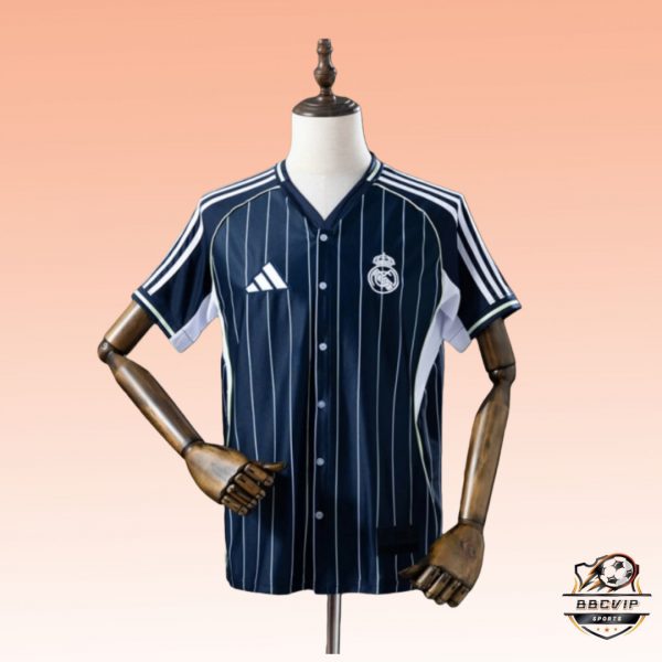 2025/26 Real Madrid US Pack Full-Button Baseball Black jersey Fan version