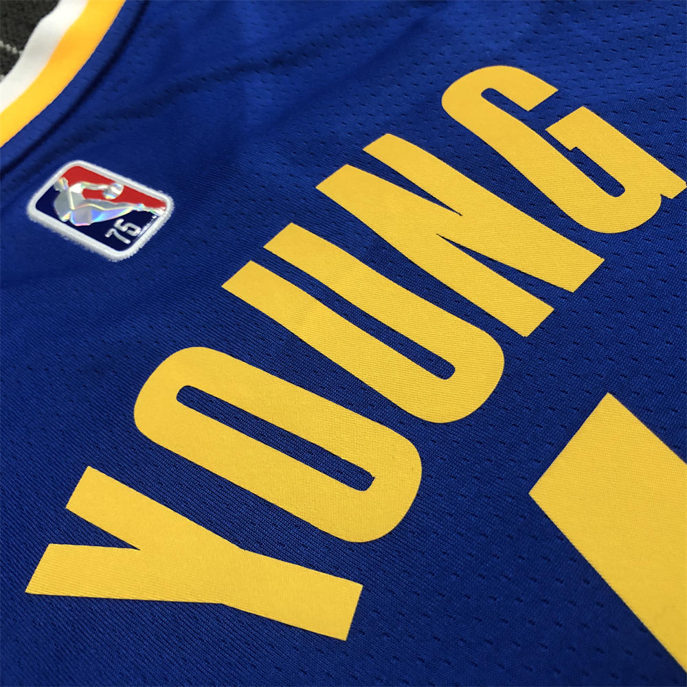 NBA Golden State Warriors V-Neck 75th anniversary Blue Jersey YOUNG#6 S-XXL