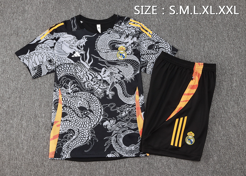 24/25 Real Madrid Black Training Set Shirt and Shorts