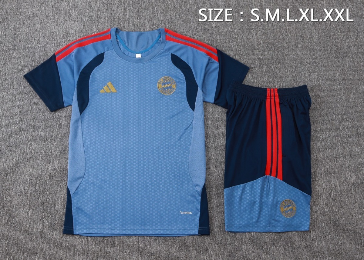 2026 Bayern Munich Mid Blue Training Set Shirt andShorts