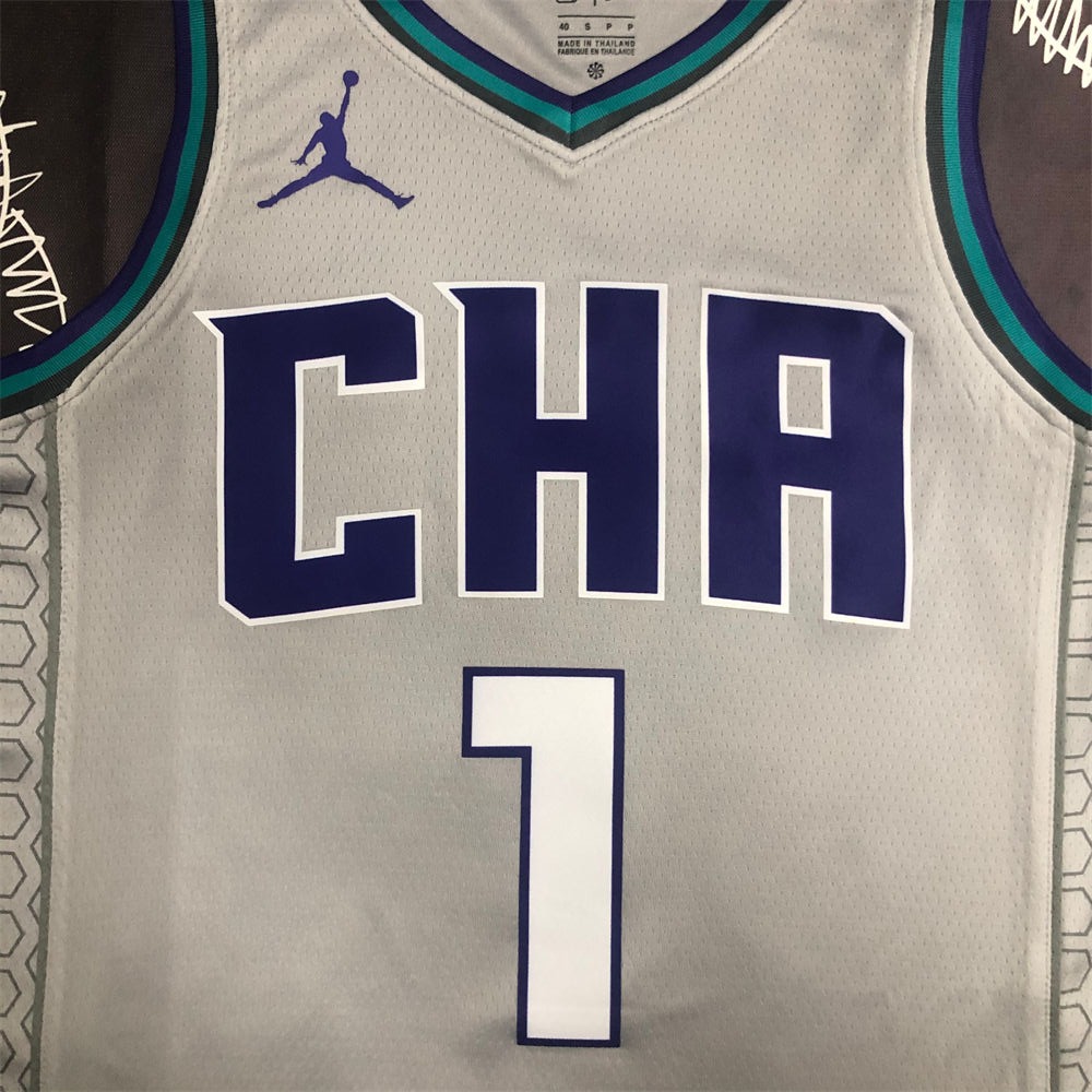 NBA Charlotte Hornets V-Neck Grey Jersey S-XXL