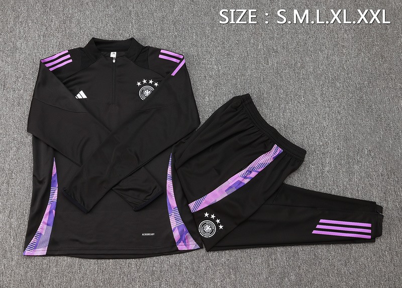 24/25 Germany Black Long-sleeved half-pull training kit Football team kit