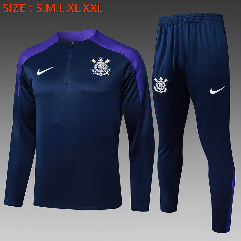 24/25 Corinthians Royal blue Long-sleeved half-pull training kit Football team kit