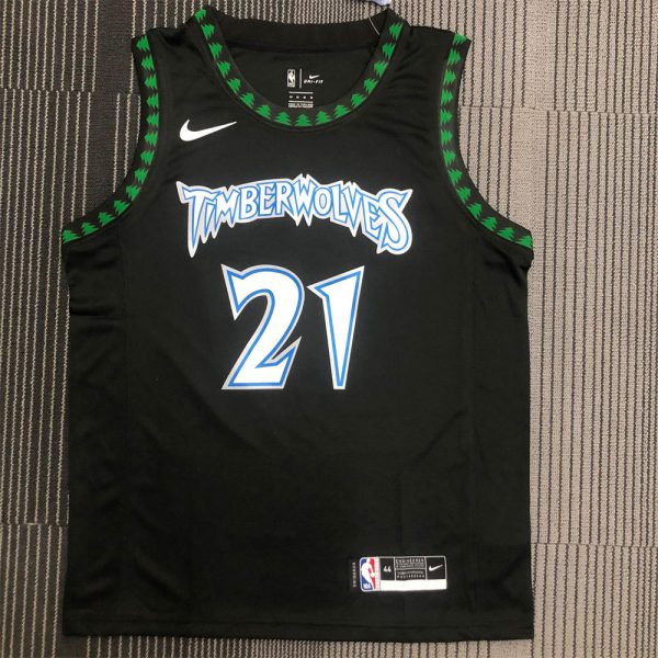 NBA Minnesota Timberwolves Round Neck Black Jersey GARNETT#21 S-XXL