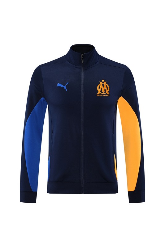 2024 0lympique Marseille Sapphire Blue Jacket Training Suit Set Football Team Shirt Sports Fashion