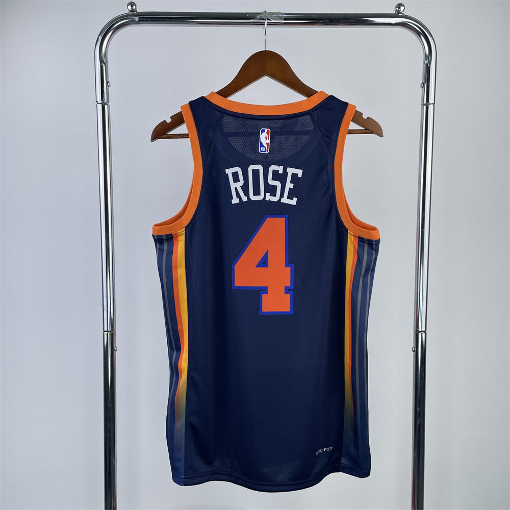 NBA New York Knicks V-Neck JORDAN Edition Black jersey ROSE#4 S-XXL
