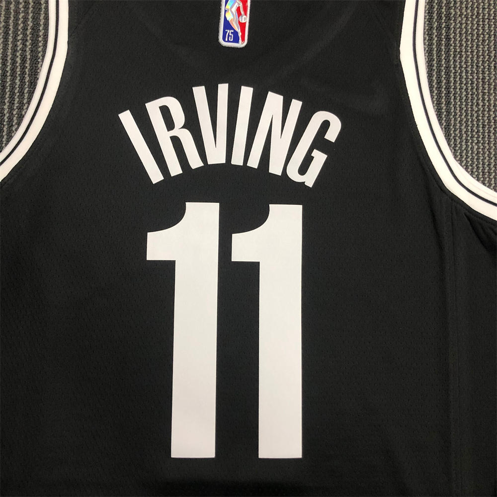 NBA Brooklyn Nets V-Neck Black 75th anniversary Jersey IRVING#11 S-XXL