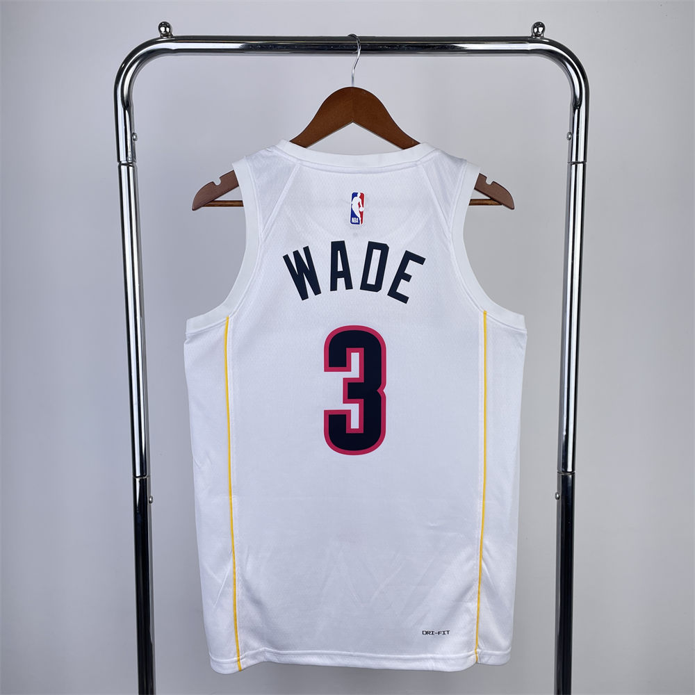 NBA Miami Hearts Round Neck City Edition White Jersey WADE#3 S-XXL