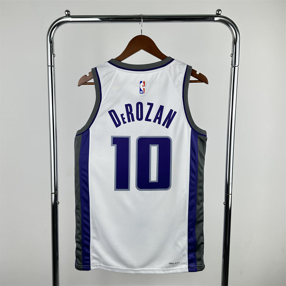 NBA Scaramento Kings V-Neck White 75th Anniversary jersey DeROZAN#10 S-XXL