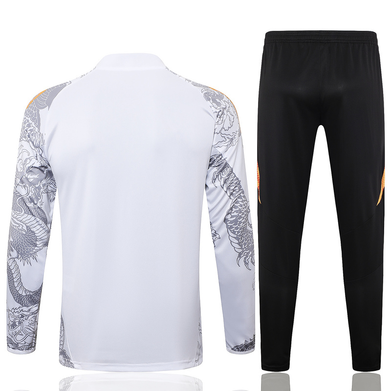 24/25 Real Madrid White Long-sleeved half-pull training kit Football team kit