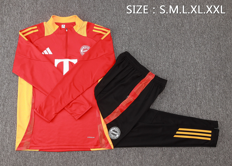 24/25 Bayern Munich Red Long-sleeved half-pull training kit Football team kit