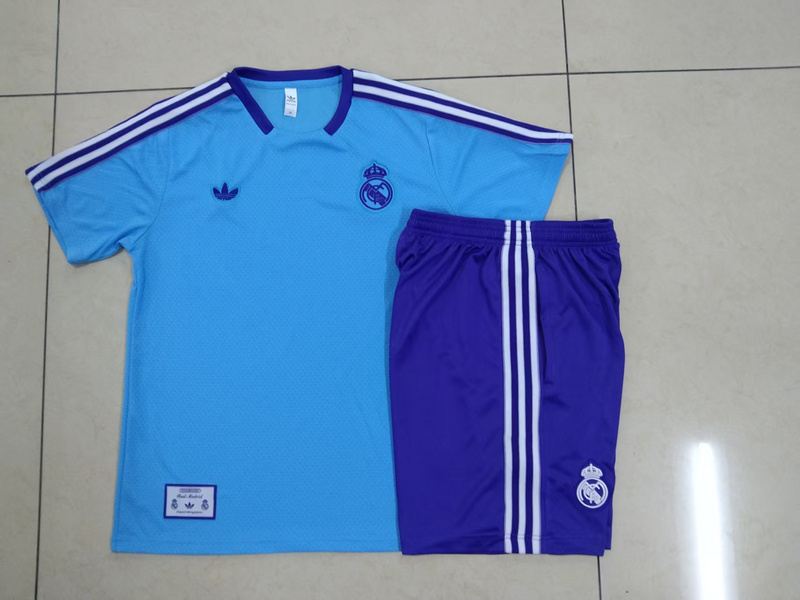 2025/26 Real Madrid Light blue Training Set Shirt and Shorts