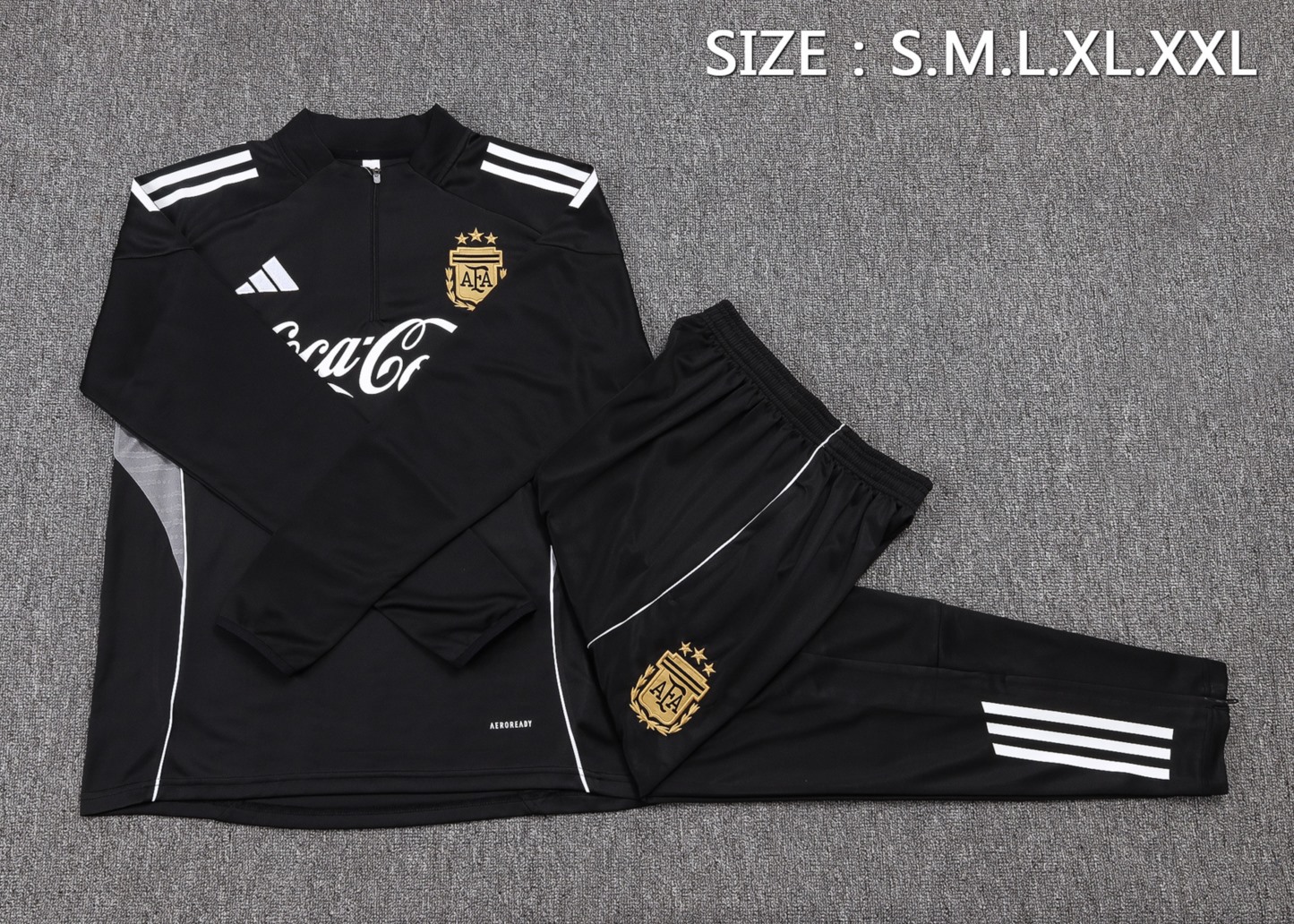 202526 Argentina black Long-sleeved half-pull training kit Football team kit