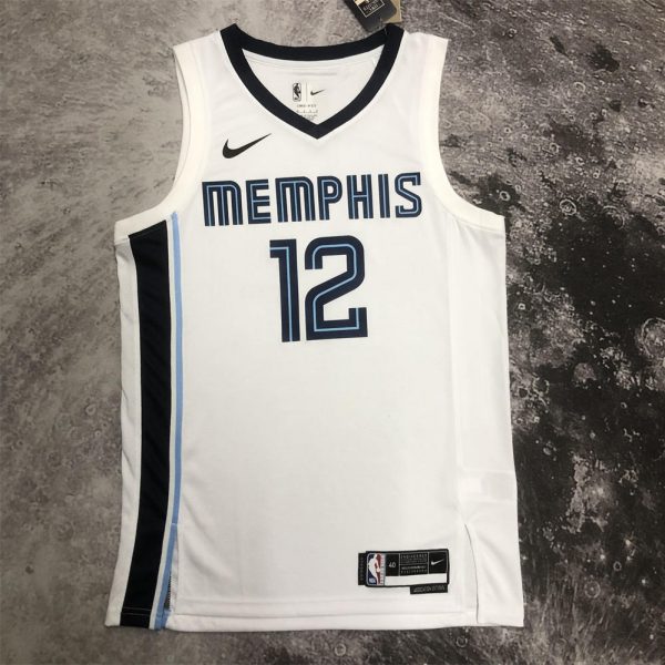 NBA Memphis Grizzies V-Neck White Jersey MORANT#12 S-XXL