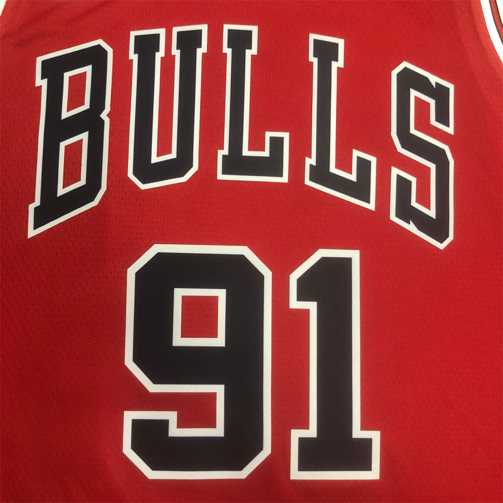 NBA Chicago Bulls RODMAN#91 2022/23 Red Icon Edition Swingman Jersey S-XXL
