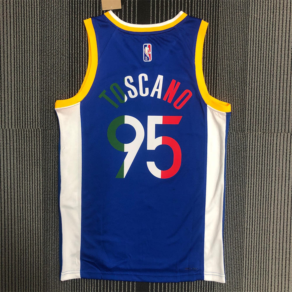 NBA Golden State Warriors V-Neck Mexico Edition 75th Anniversary Blue Jersey TOSCANO#95 S-XXL