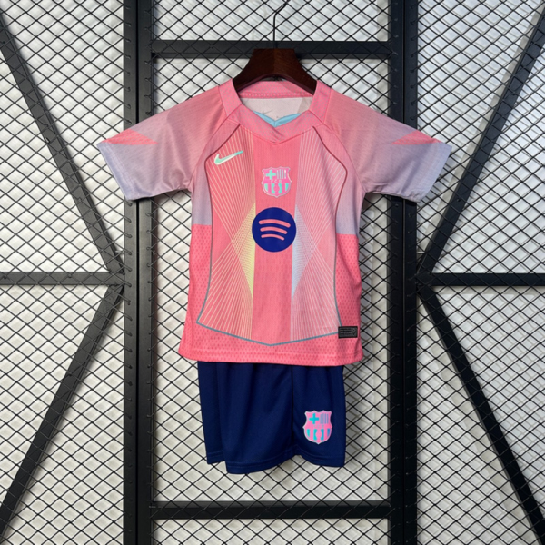 2025/26 Barcelona Special Edition Pink jersey kids Kits size: 16-28