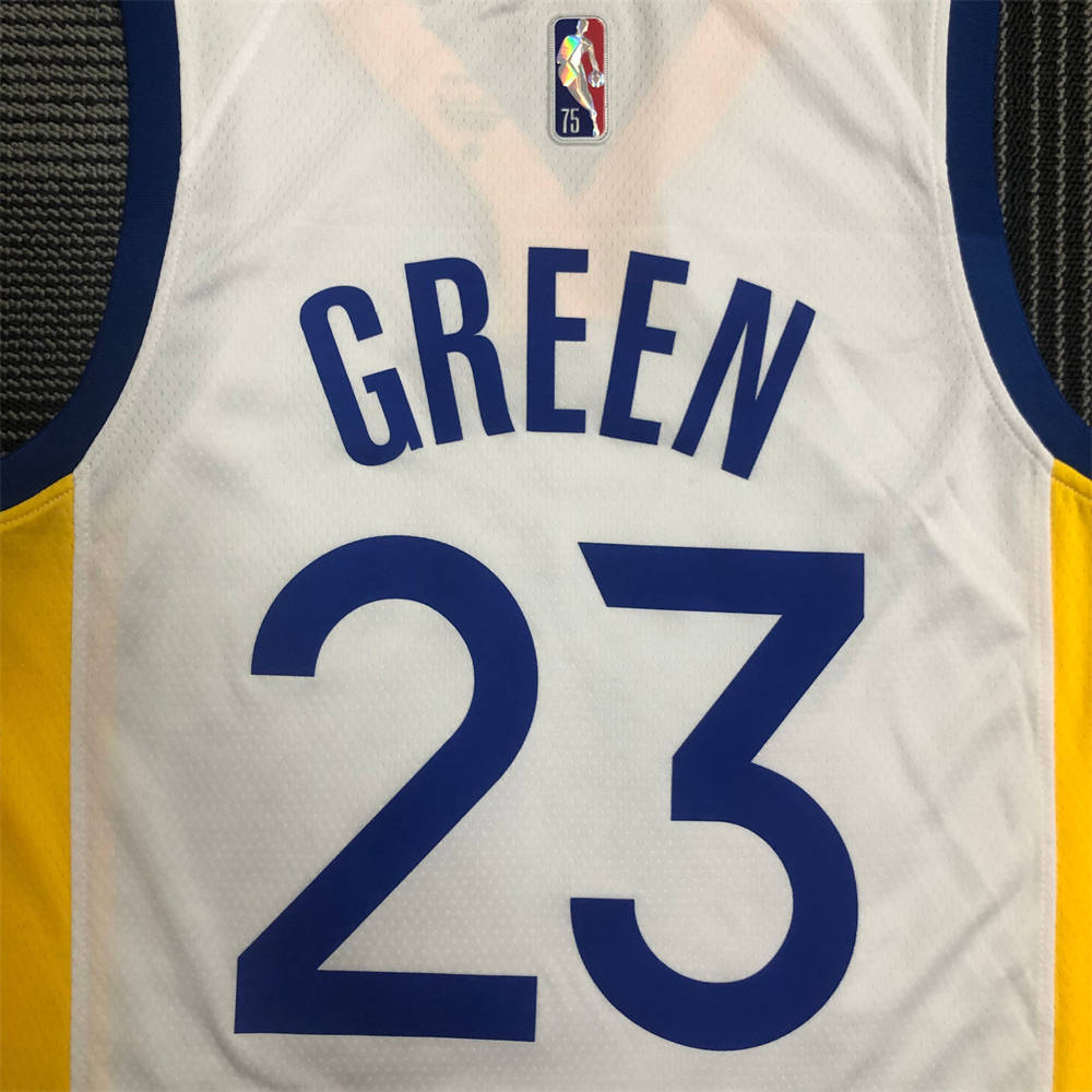 NBA Golden State Warriors V-Neck White Jersey GREEN#23 S-XXL