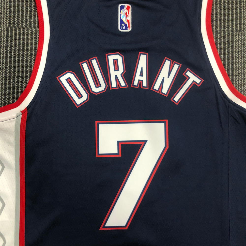 NBA Brooklyn Nets V-Neck Black 75th anniversary Jersey DURANT#7 S-XXL
