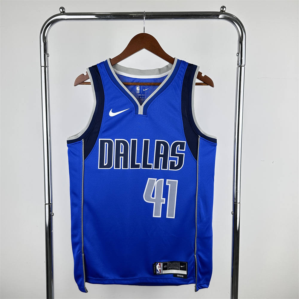 NBA Dallas Mavericks V-Neck Blue Jersey NOWITKI#41 S-XXL