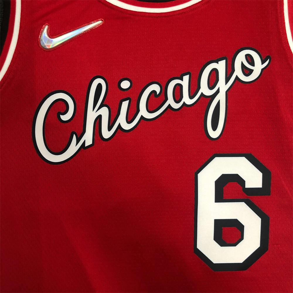 NBA Chicago Bulls Round Neck Red 75th Anniversary Jersey CARUSO#6 S-XXL