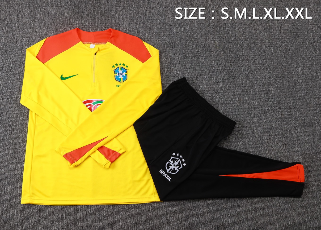 202526 Brazil Yellow Long-sleeved half-pull training kit Football team kit