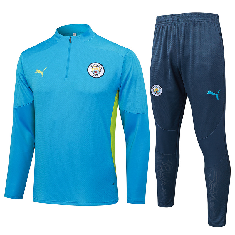 202526 Manchester City Blue Long-sleeved half-pull training kit Football team kit