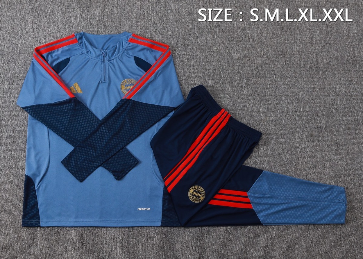 2026 Bayern Munich Medium Blue Long-sleeved half-pulltraining kit