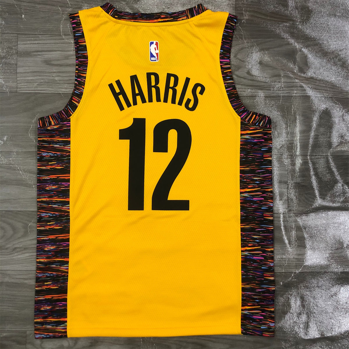 NBA Brooklyn Nets V-Neck Yellow Jersey HARRIS#12 S-XXL