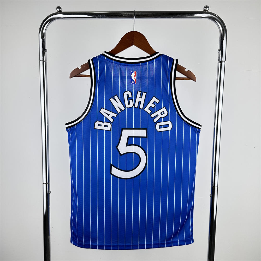 NBA Orlando Magic 2019 Retro Edition Round Neck Blue Jersey BANCHERO#5 S-XXL