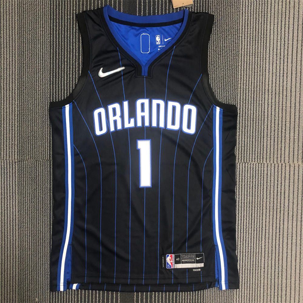 NBA Orlando Magic V-Neck Black 75th Anniversary McGRADY#1 JERSEY S-XXL