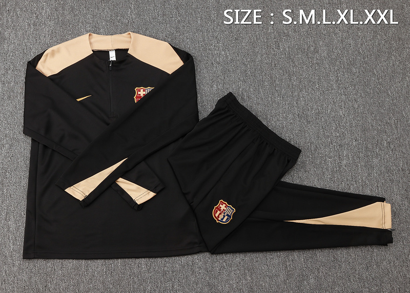 24/25 Barcelona Black Long-sleeved half-pull training kit Football team kit