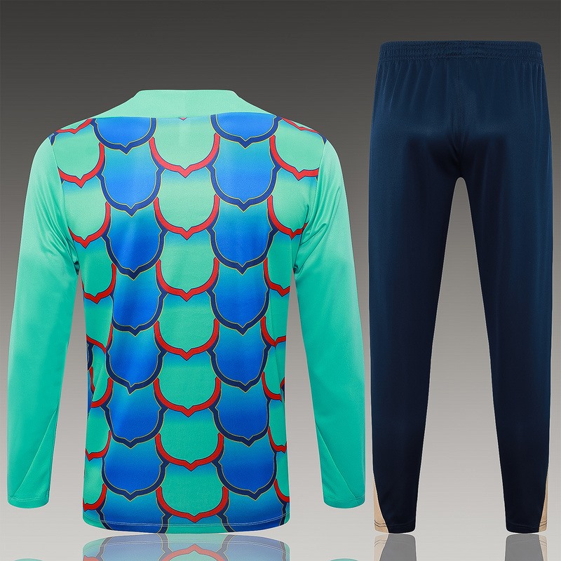 24/25 Barcelona Blue Green Long-sleeved half-pull training kit Football team kit