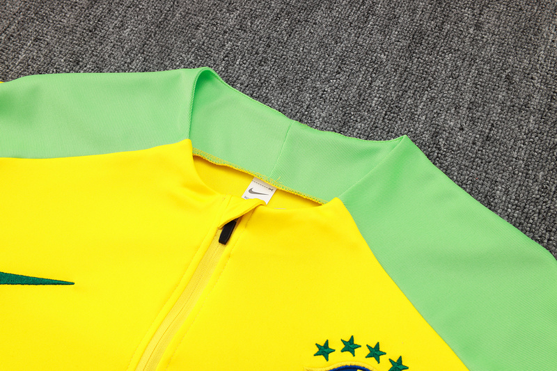 24/25 Brazil Yellow Long-sleeved half-pull training kit Football team kit