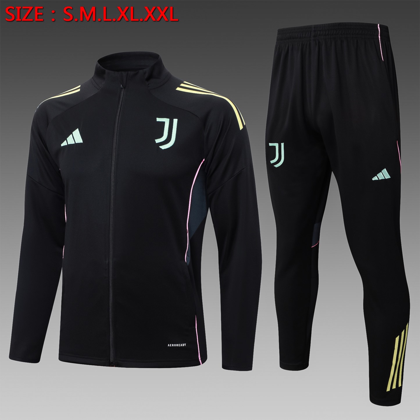 2025/26 Juventus black Jacket Training Suit Set Football Team Shirt Sports Fashion