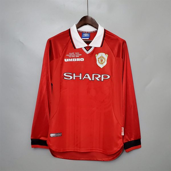 Retro Manchester United 99/00 long-sleeved Champions League version home jersey Fan Version