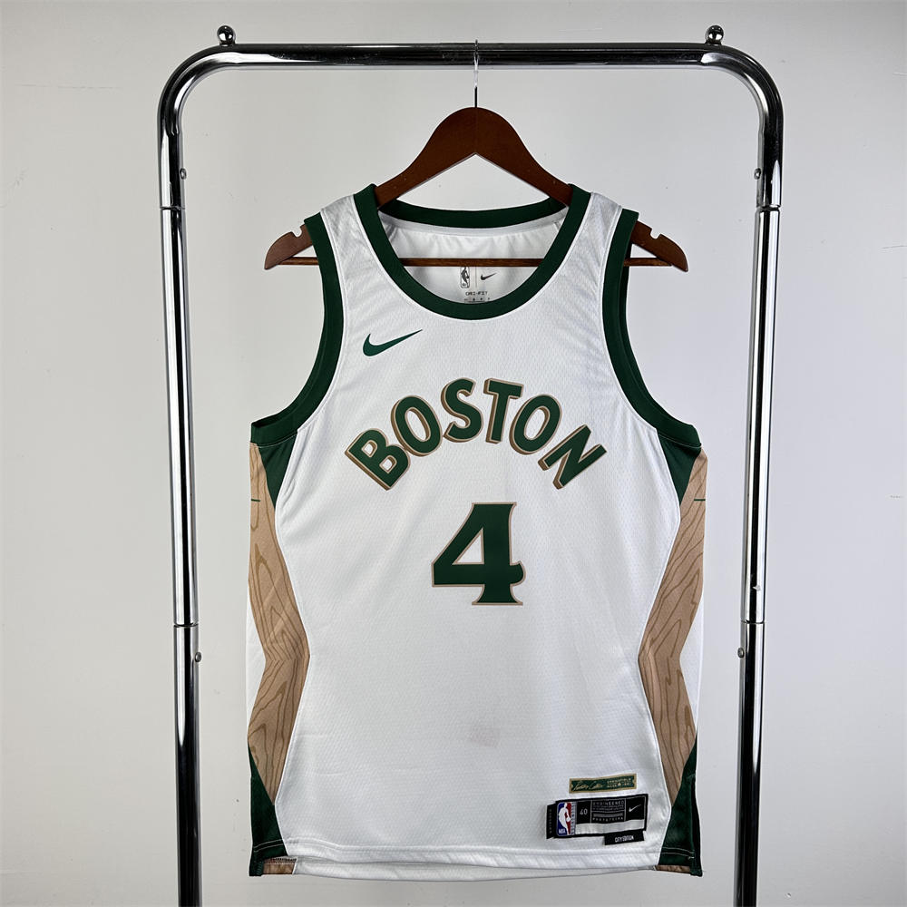 NBA Boston Celtics 2024 City Edition Round Neck White Jersey HOLIDAY#4 S-XXL
