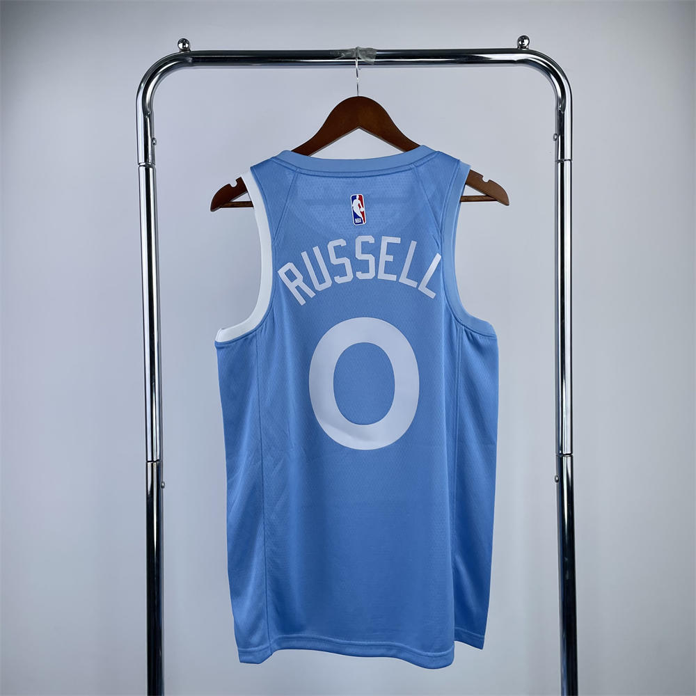 NBA Minnesota Timberwolves V-Neck North Carolina Blue Jersey RUSSELL#0 S-XXL
