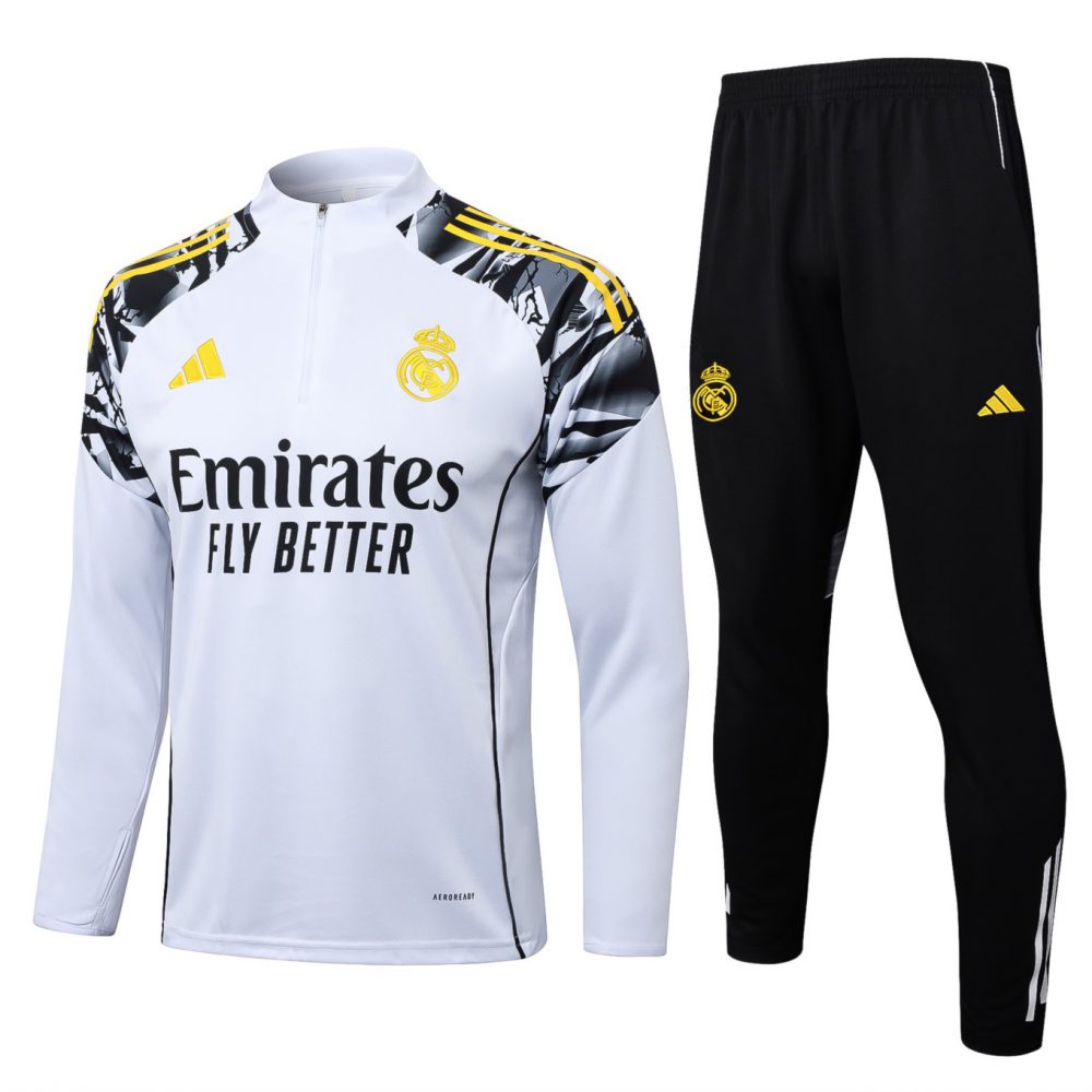 2026 Real Madrid White Long-sleeved half-pull training kit