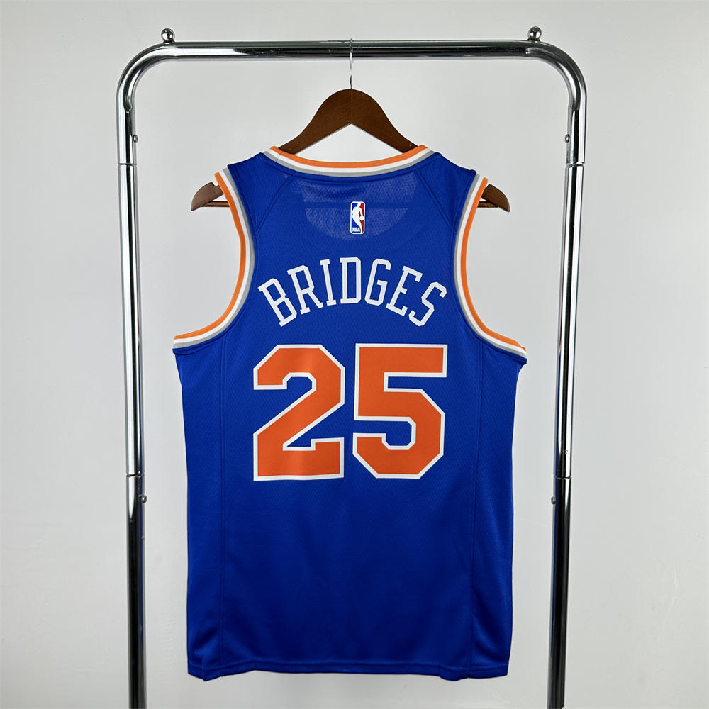 NBA New York Knicks Round Neck Blue jersey BRIDGES#25 S-XXL
