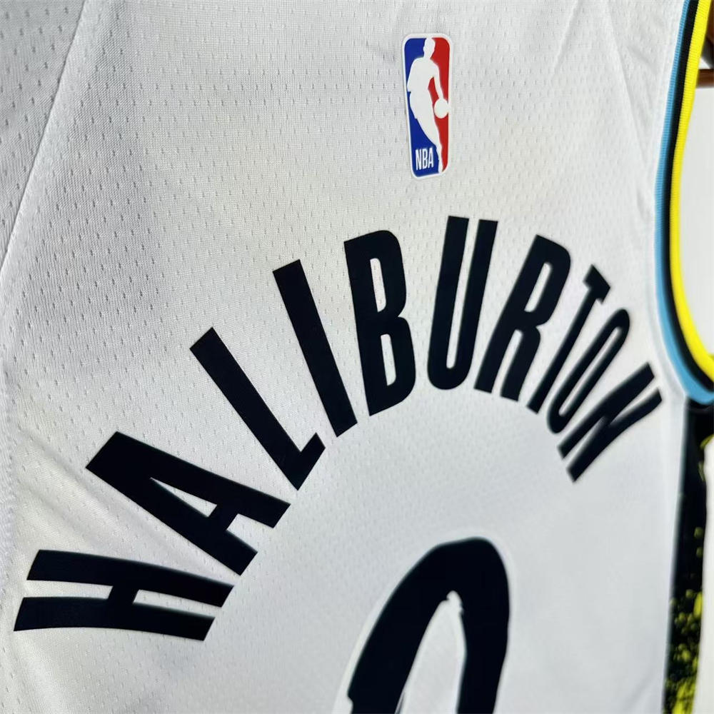 NBA Indiana Pacers 24/25 City Edition V-Neck White Jersey HALIBURTON#0 S-XXL