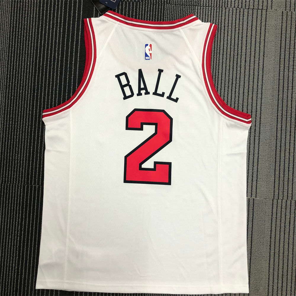 NBA Chicago Bulls Round Neck White Jersey BALL#2 S-XXL